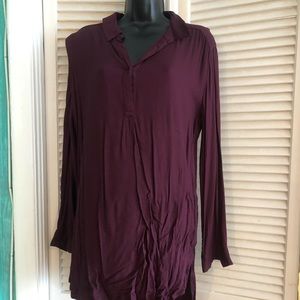 Long lightweight blouse tunic in eggplant color